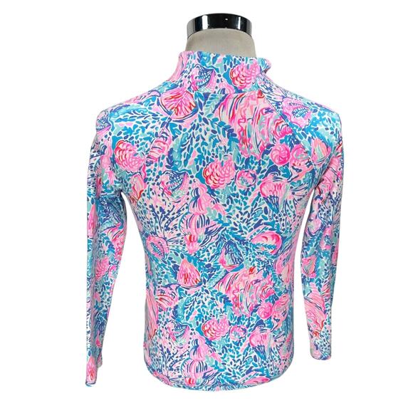 Lilly Pulitzer Skipper Popover Top Women’s XS Pink Blue Treasure Trove 1/4 Zip - Picture 3 of 10